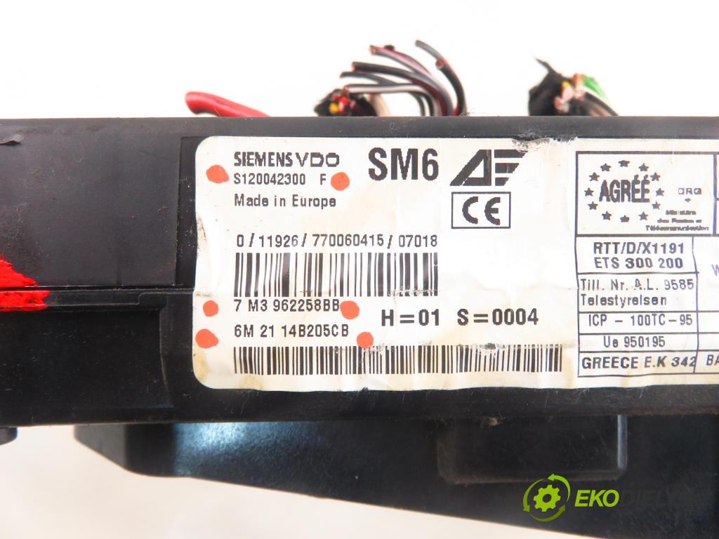 SEAT ALHAMBRA (7V8, 7V9) MINIVAN 2007 103,00 2.0 TDI - BRT 1968,00 MODUL BSI S120042300F ; 7M3962258BB ; 6M2114B205CB