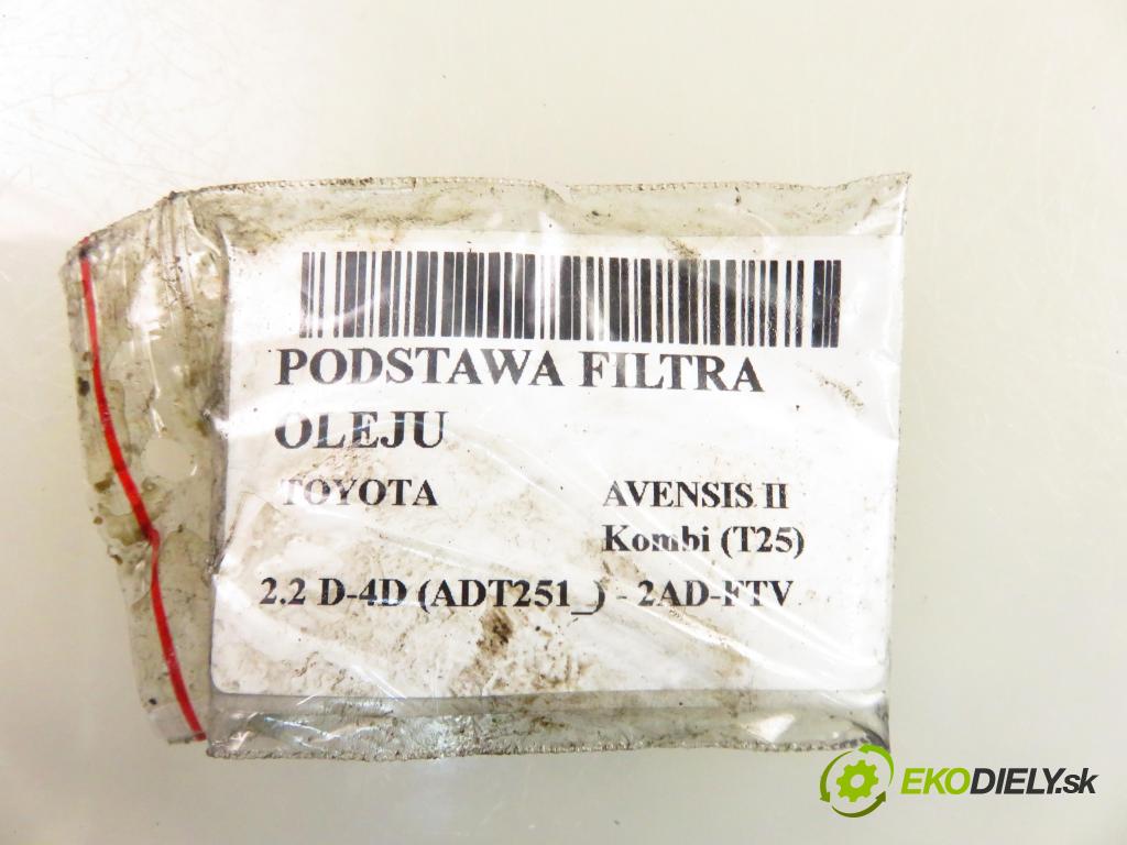 TOYOTA AVENSIS Kombi (_T25_) KOMBI 2005 110,00 2.2 D-4D (ADT251) 150 - 2AD-FTV 2231,00 obal filtra oleje 157100R010 ; 988967T (Kryty filtrů oleje)