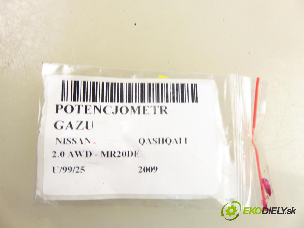 NISSAN QASHQAI / QASHQAI +2 I (J10, JJ10) CROSSOVER 2009 104,00 2.0 AWD 141 - MR20DE 1997,00 Potenciometer plynu 0069B (Potenciometer plynového pedálu)