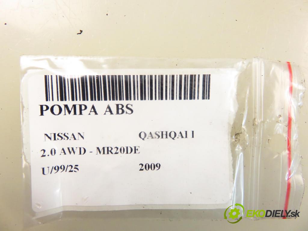 NISSAN QASHQAI / QASHQAI +2 I (J10, JJ10) CROSSOVER 2009 104,00 2.0 AWD 141 - MR20DE 1997,00 Pumpa ABS 0265951224 ; 47660JD01C ; 0265230696 (Pumpa ABS)