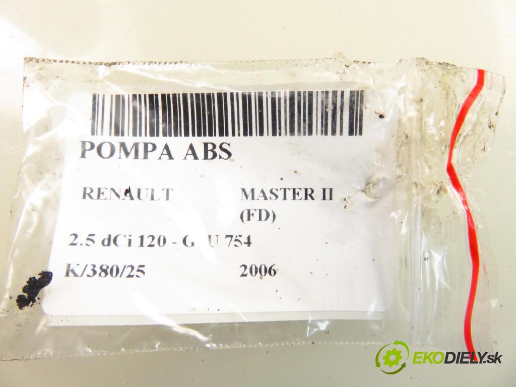 RENAULT MASTER II Skrzynia (FD) FURGON 2006 84,00 2.5 dCi 120 - G9U 754 2464,00 Pumpa ABS 151139004E ; 15052204 (Pumpa ABS)