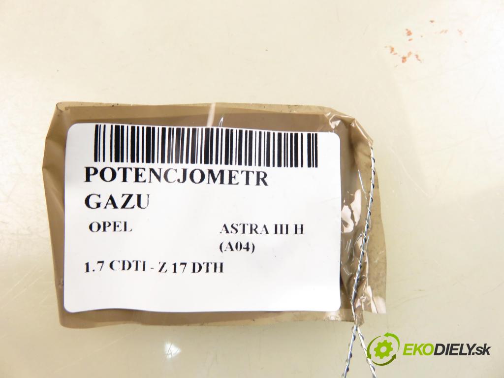 OPEL ASTRA H (A04) HB 2004 74,00 1.7 CDTI 100 - Z 17 DTH 1686,00 Potenciometer plynu 9157998BK ; 6PV00811200 (Potenciometer plynového pedálu)