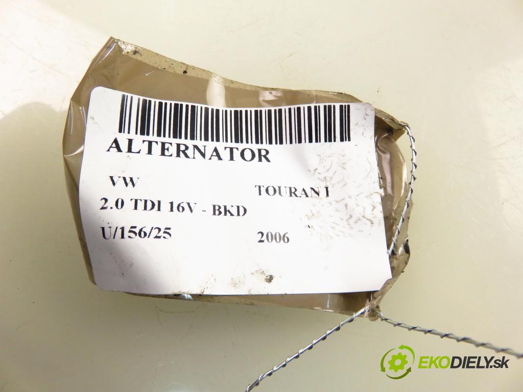 VW TOURAN (1T1, 1T2) MINIVAN 2006 103,00 2.0 TDI 16V 140 - BKD 1968,00 Alternátor 06F903023C (Alternátor)