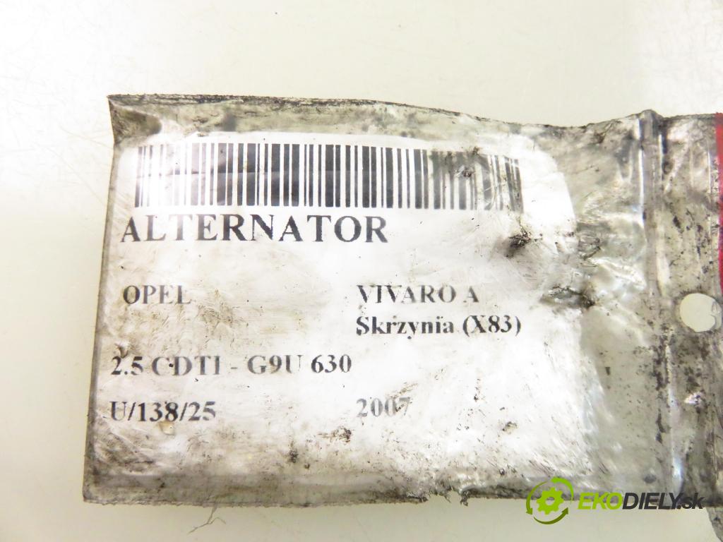 OPEL VIVARO A Skrzynia (X83) FURGON 2007 84,00 2.5 CDTI - G9U 630 2464,00 Alternátor CAL10302AS (Alternátor)