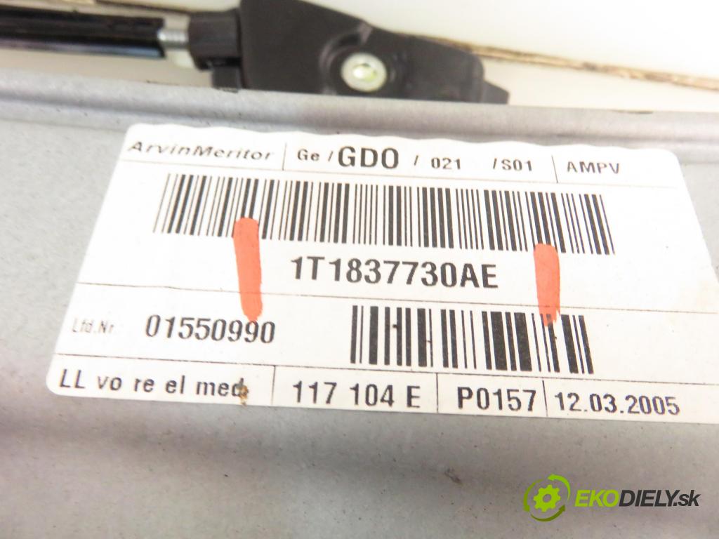 VW TOURAN (1T1, 1T2) MINIVAN 2005 77,00 1.9 TDI - BKC 1896,00 mechanismus oken PPE 1T1837730AE ; 1K0959792C ; 1T0959702