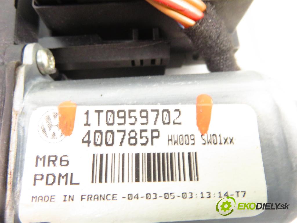 VW TOURAN (1T1, 1T2) MINIVAN 2005 77,00 1.9 TDI - BKC 1896,00 mechanismus oken PPE 1T1837730AE ; 1K0959792C ; 1T0959702