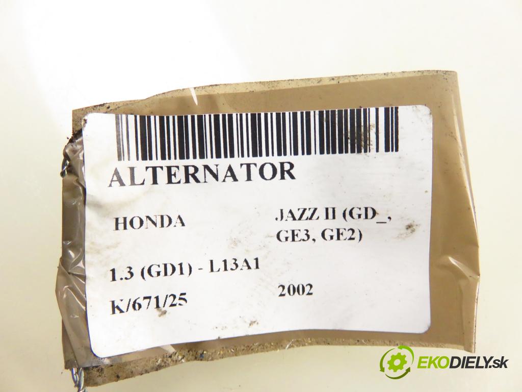 HONDA JAZZ II (GD_, GE3, GE2) HB 2002 61,00 1.3 (GD1) - L13A1 1339,00 Alternátor A5TB0091 ; AHGA56 (Alternátor)