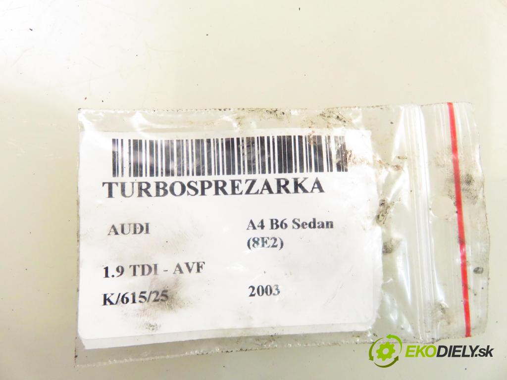 AUDI A4 (8E2, B6) SEDAN 2003 96,00 1.9 TDI PD 130 1896,00 Turbodúchadlo 038145702G (Turbodúchadlo (kompletné))