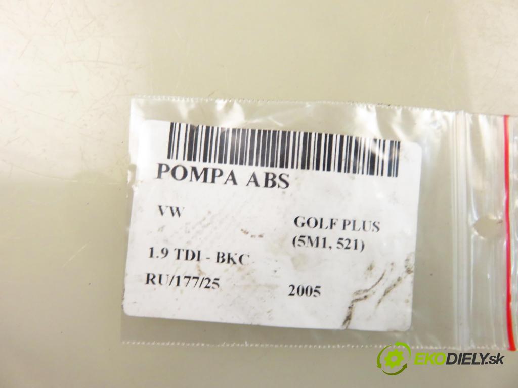 VW GOLF PLUS (5M1, 521) HB 2005 77,00 1.9 TDI PD 105 - BKC 1896,00 Pumpa ABS 1K0907379P ; 10097003153 ; 10020700544 (Pumpa ABS)
