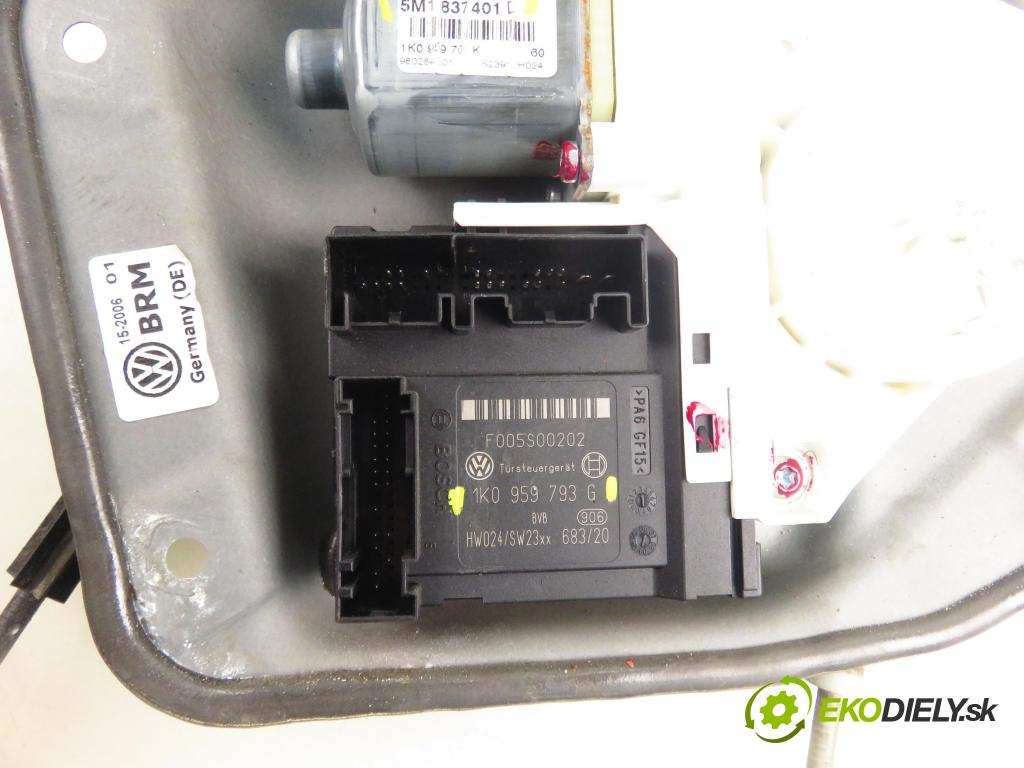 VW GOLF PLUS (5M1, 521) HB 2005 77,00 1.9 TDI PD 105 - BKC 1896,00 mechanismus oken 5M1837401D ; 1K0959793G ; 5M0837461