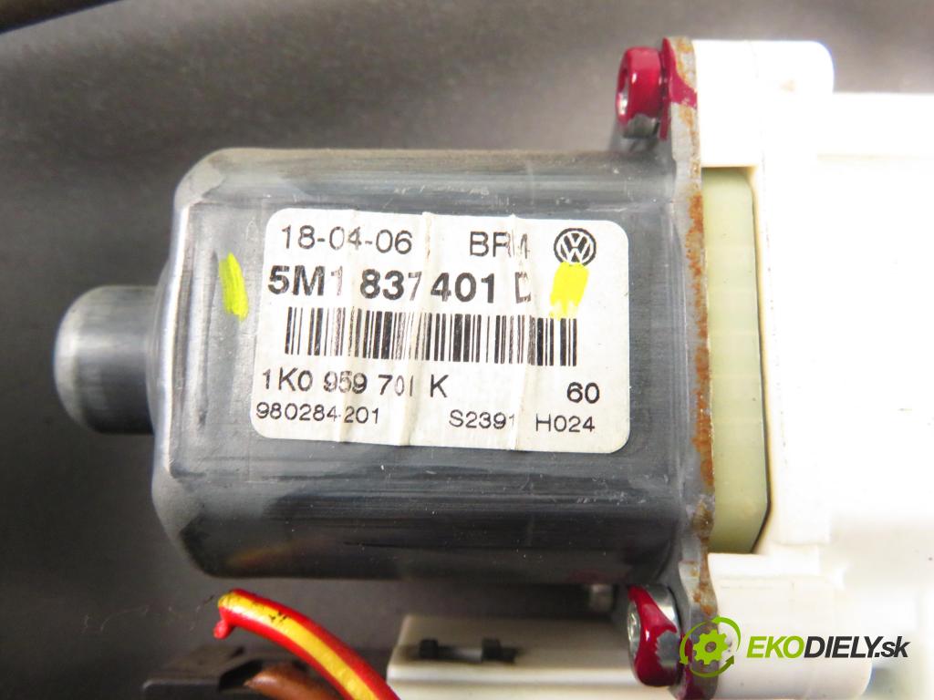 VW GOLF PLUS (5M1, 521) HB 2005 77,00 1.9 TDI PD 105 - BKC 1896,00 mechanismus oken 5M1837401D ; 1K0959793G ; 5M0837461
