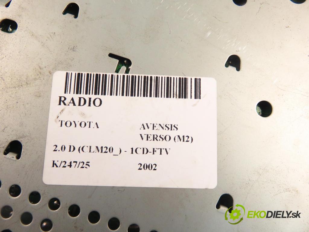 TOYOTA AVENSIS VERSO (_M2_) MINIVAN 2002 85,00 2.0 D (CLM20_) - 1CD-FTV 1995,00 RADIO CD 8612028382