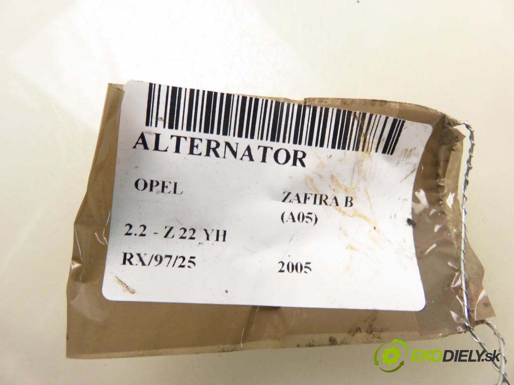 OPEL ZAFIRA B (A05) MINIVAN 2005 110,00 2.2 150 - Z 22 YH 2198,00 Alternátor 0124425023 ; 55556066 (Alternátor)