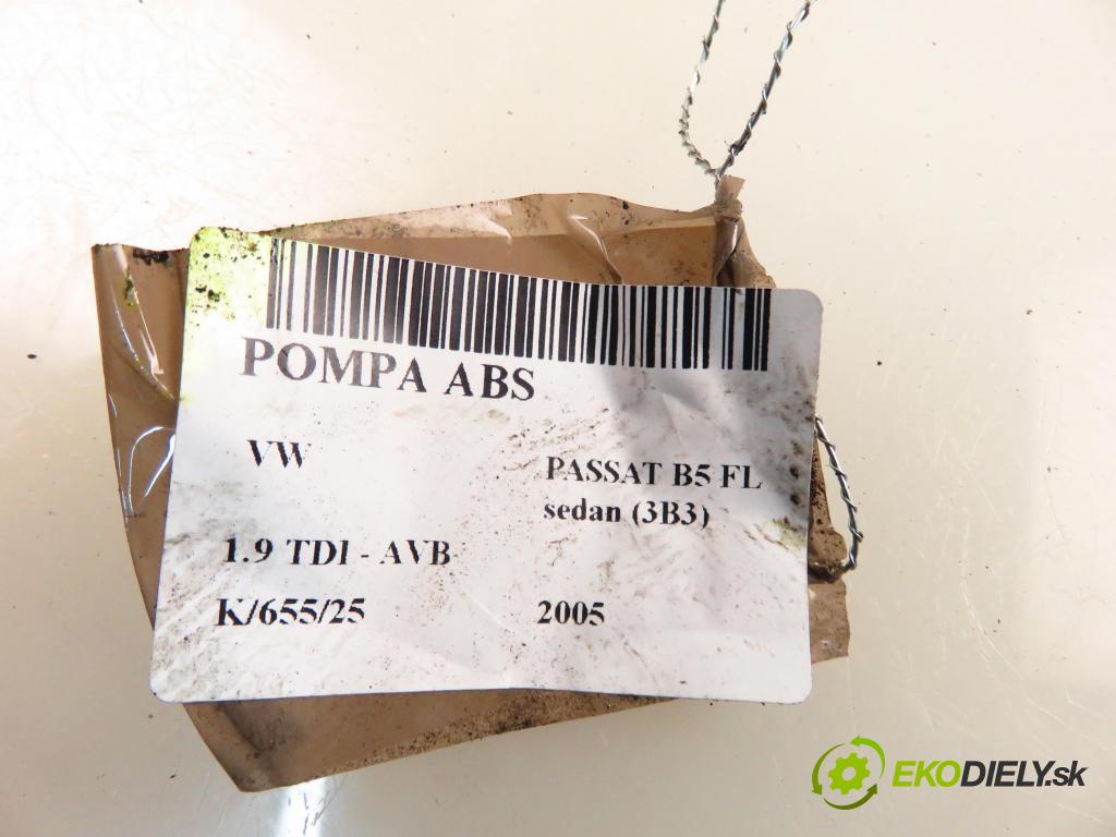 VW PASSAT B5.5 (3B3) SEDAN 2005 74,00 1.9 TDI PD 101 - AVB 1896,00 Pumpa ABS 0265950055 ; 0265225124 (Pumpa ABS)