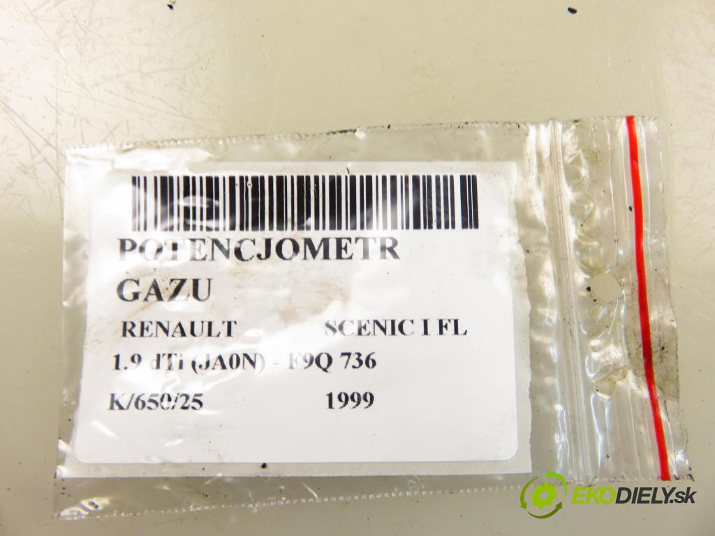 RENAULT SCENIC I (JA0/1_) MINIVAN 1999 72,00 1.9 dTi 98 - F9Q 736 1870,00 potenciometr plynového pedálu 7700431916 ; CTS3641 (Pedály)
