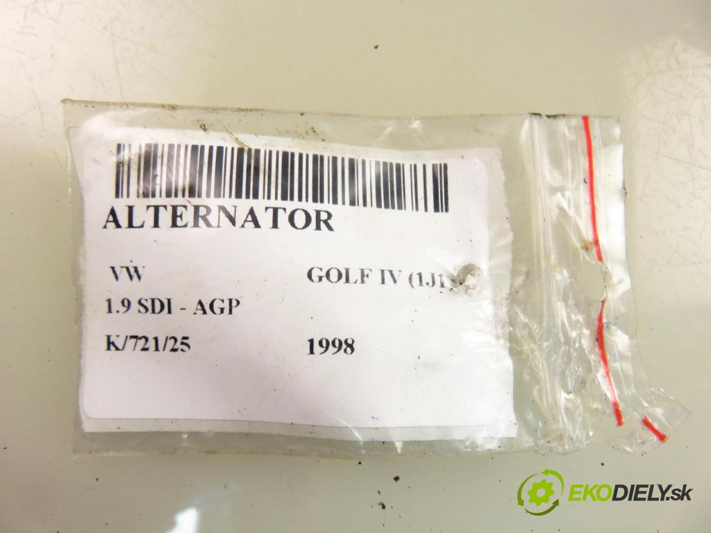 VW GOLF IV (1J1) HB 1998 50,00 1.9 SDI - AGP 1896,00 Alternátor 038903023G ; 0123310035 (Alternátory)