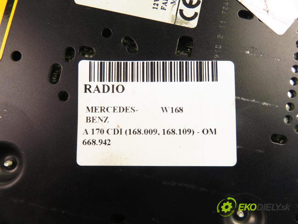 MERCEDES-BENZ KLASA A (W168) HB 2003 70,00 A 170 CDI 95 - OM 668.942 1689,00 RADIO Modul 1708200386