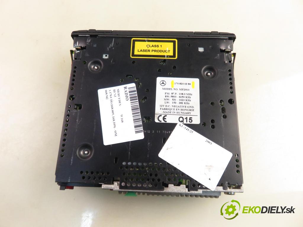 MERCEDES-BENZ KLASA A (W168) HB 2003 70,00 A 170 CDI 95 - OM 668.942 1689,00 RADIO Modul 1708200386