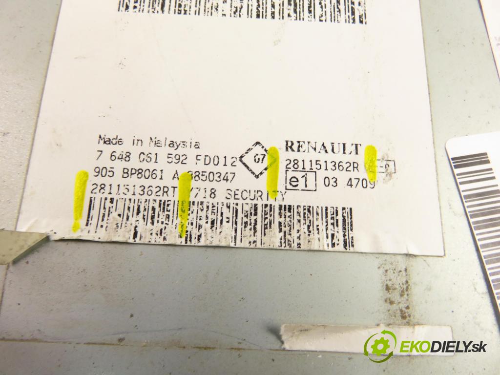 RENAULT KANGOO Express II (FW0/1_) FURGON 2011 50,00 1.5 dCi 70 - K9K 800 1461,00 RADIO 281151362R ; 281151362RT