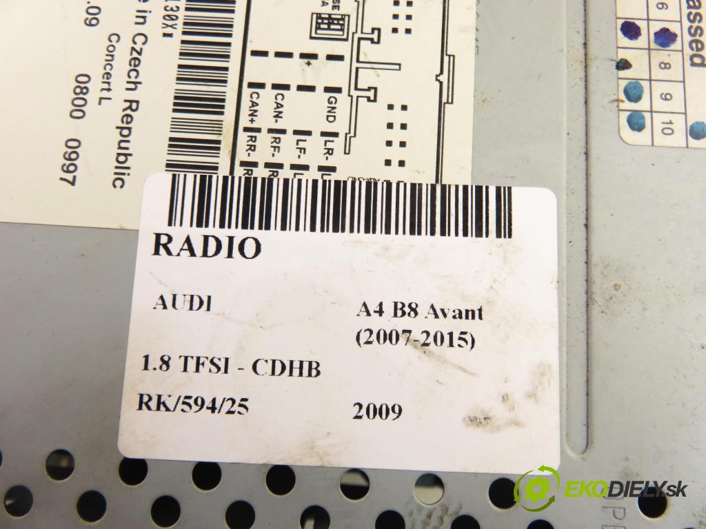 AUDI A4 Avant (8K5, B8) KOMBI 2009 118,00 1.8 TFSI - CDHB 1798,00 RADIO CD 8T1035186P