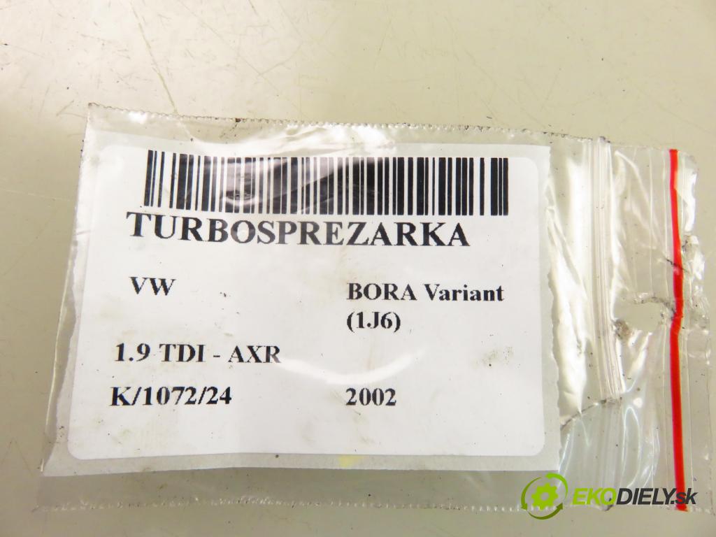 VW BORA Variant (1J6) KOMBI 2002 74,00 1.9 TDI - AXR 1896,00 Turbodúchadlo 038253016H (Turbodúchadlo (kompletné))