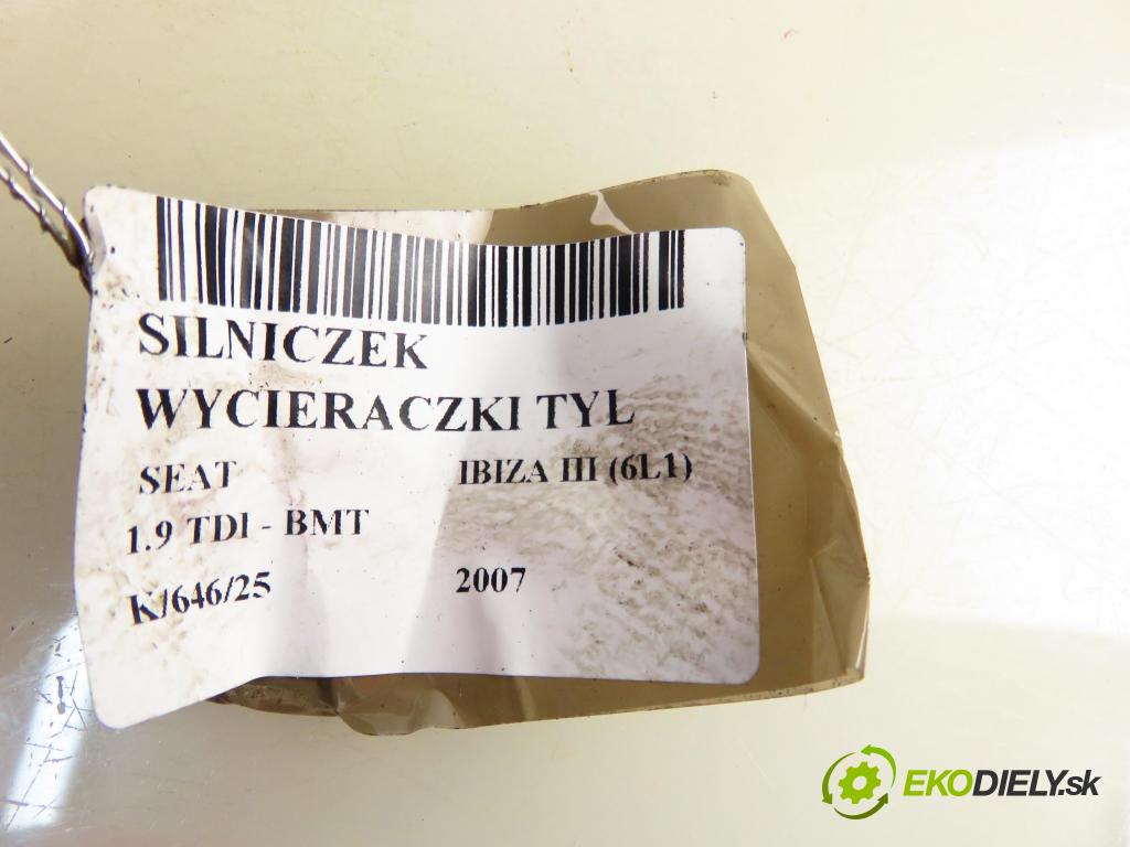 SEAT IBIZA III (6L1) HB 2007 74,00 1.9 TDI - BMT 1896,00 motorek stěrače ZADNÍ: 6L6955711D ; 53033912