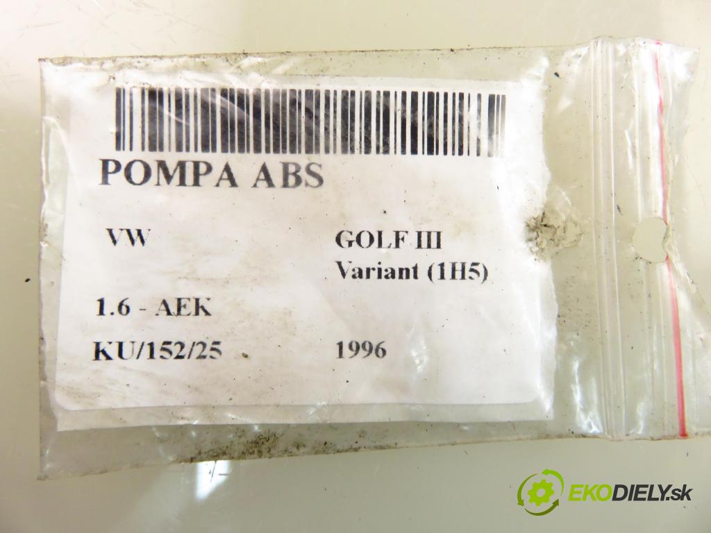 VW GOLF III Variant (1H5) KOMBI 1996 74,00 1.6 - AEK 1595,00 Pumpa ABS 3A0907379 ; 10094603003 ; 10020400174 (Pumpa ABS)