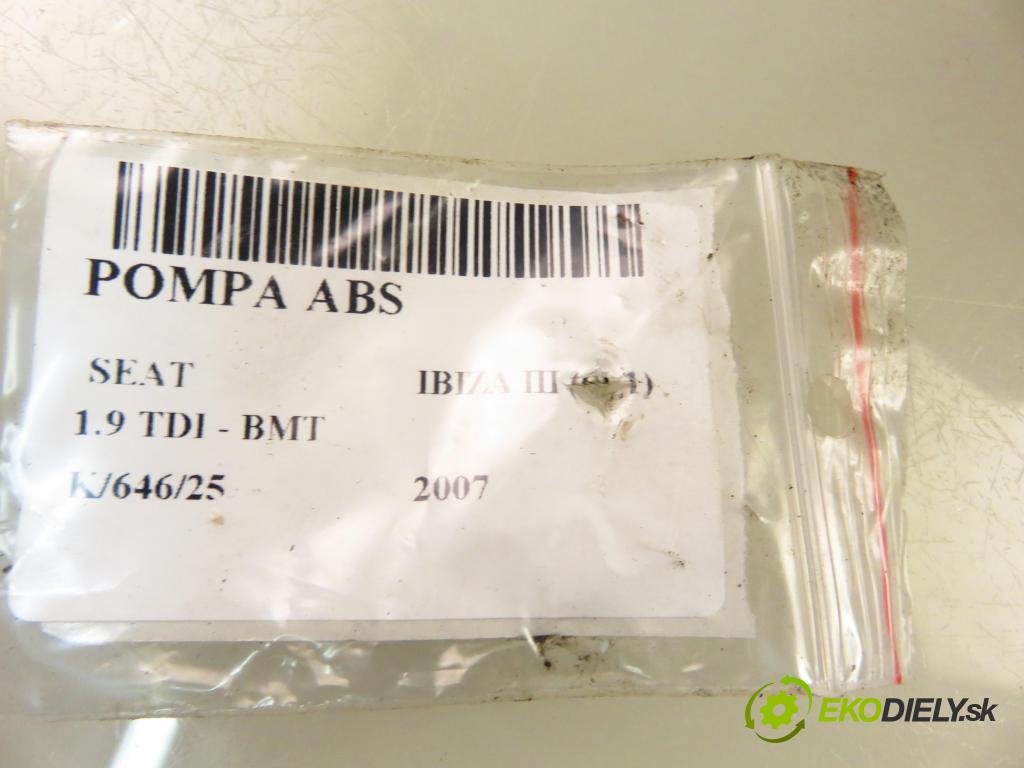 SEAT IBIZA III (6L1) HB 2007 74,00 1.9 TDI - BMT 1896,00 Pumpa ABS 0265800511 ; 6Q0907379AF ; 6Q0614117S (Pumpa ABS)