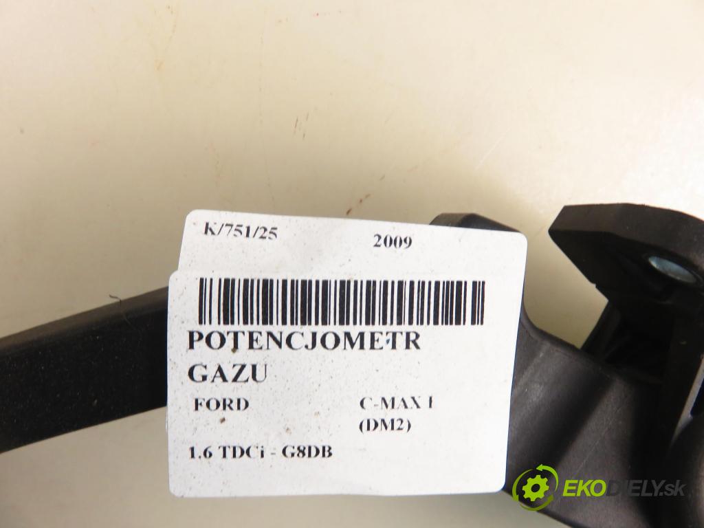 FORD C-MAX (DM2) MINIVAN 2009 80,00 1.6 TDCi - G8DB 1560,00 potenciometr plynového pedálu 3M519F836AH ; 6PV00864136 (Pedály)