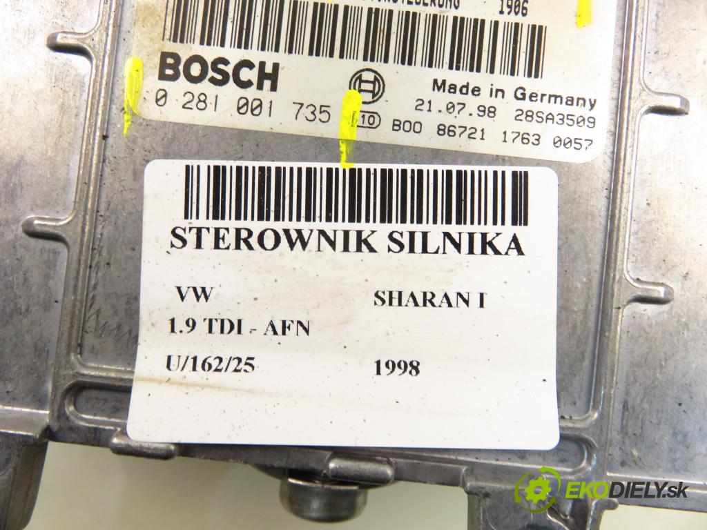 VW SHARAN (7M8, 7M9, 7M6) MINIVAN 1998 81,00 1.9 TDI 110 - AFN 1896,00 Riadiaca jednotka Motor 028906021GT ; 0281001735