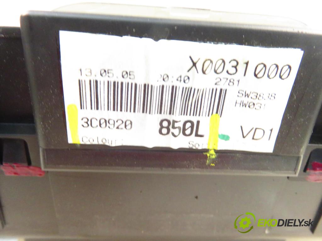 VW PASSAT B6 (3C2) SEDAN 2006 77,00 1.9 TDI PD 105 - BKC 1896,00 prístrojovka elektrický 3C0920850L
