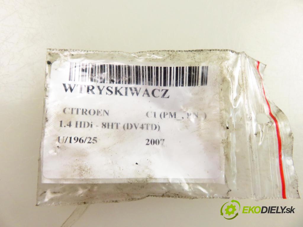 CITROEN C1 (PM_, PN_) HB 2007 40,00 1.4 HDi - 8HT (DV4TD) 1398,00 vstřikovač 9663429280 (Vstřikovače)