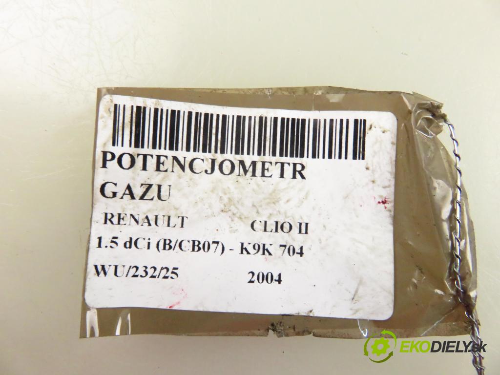 RENAULT CLIO II (BB_, CB_) HB 2004 48,00 1.5 dCi 65 - K9K 704 1461,00 Potenciometer plynu 8200089851 ; 6PV00811924 (Potenciometer plynového pedálu)