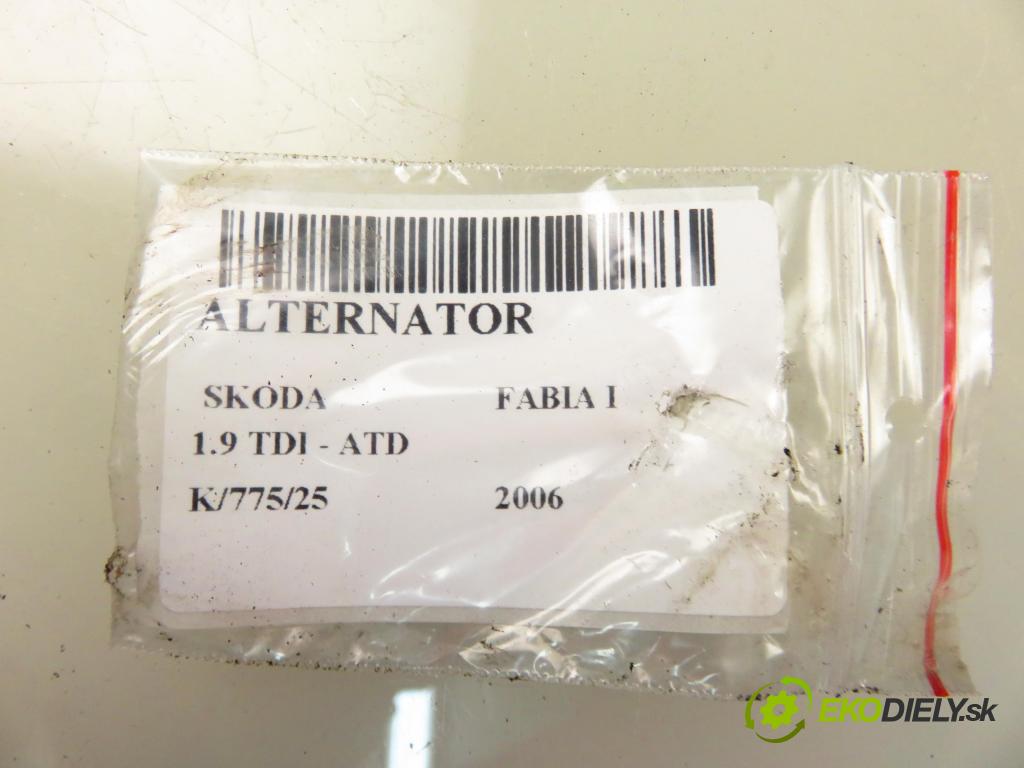 SKODA FABIA I (6Y2) HB 2006 74,00 1.9 TDI PD 100 - ATD 1896,00 Alternátor 038903023L ; 0124325001 (Alternátor)