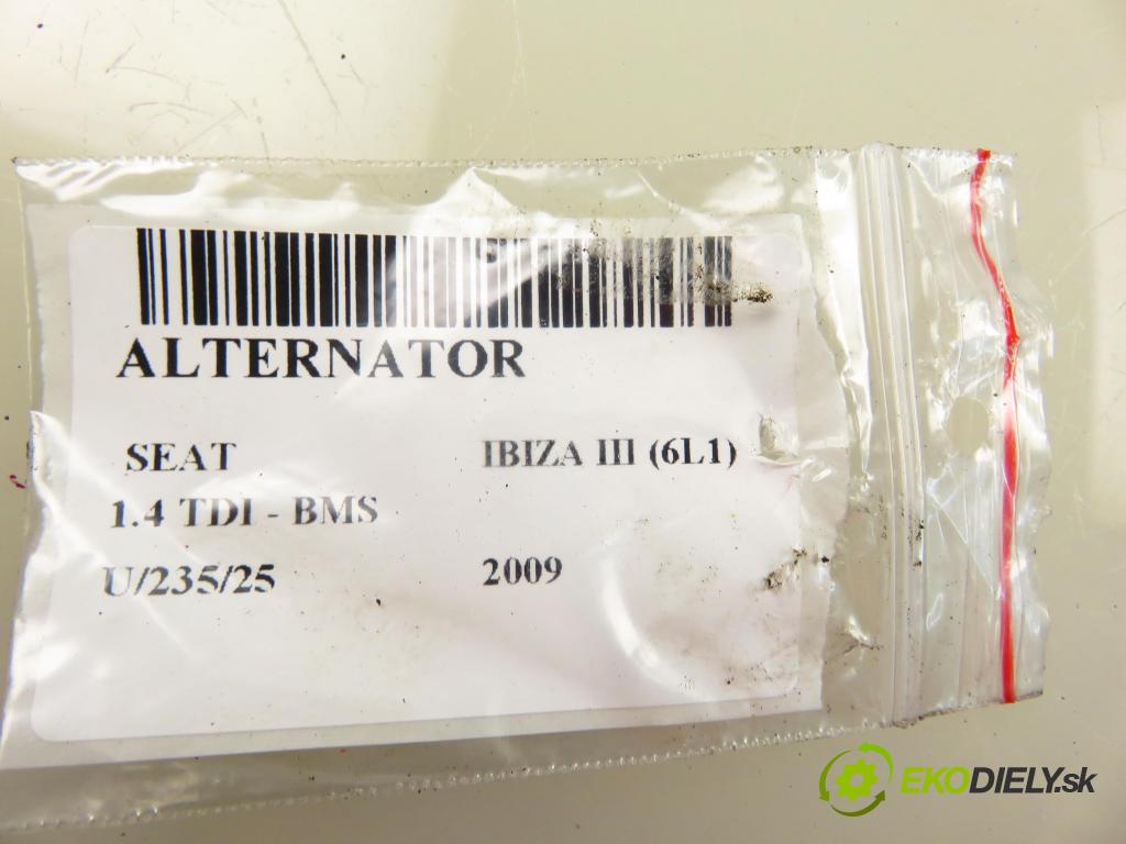SEAT IBIZA III (6L1) HB 2009 59,00 1.4 TDI - BMS 1422,00 Alternátor 211341902 (Alternátor)