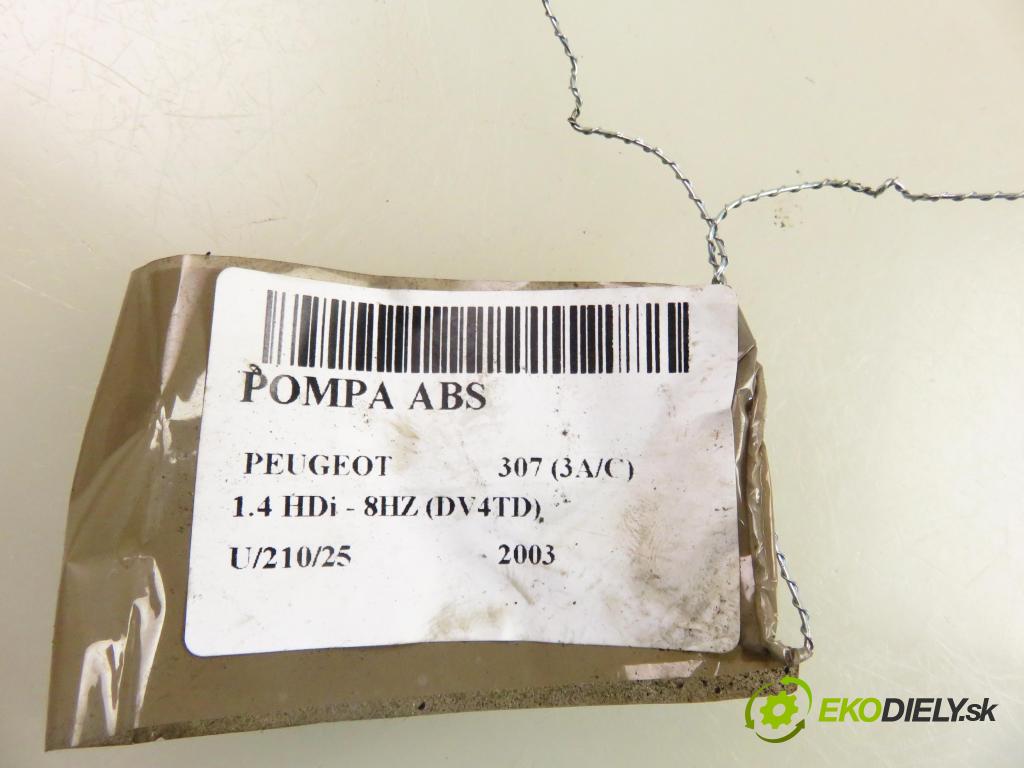 PEUGEOT 307 (3A/C) HB 2003 50,00 1.4 HDi - 8HZ (DV4TD) 1398,00 Pumpa ABS 9648265480 ; 0265231302 ; 0265800301 (Pumpa ABS)
