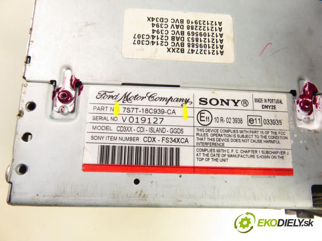 FORD MONDEO IV sedan (BA7) SEDAN 2008 92,00 1.8 TDCi - KHBA 1753,00 RADIO CD 7S7T18C939CA