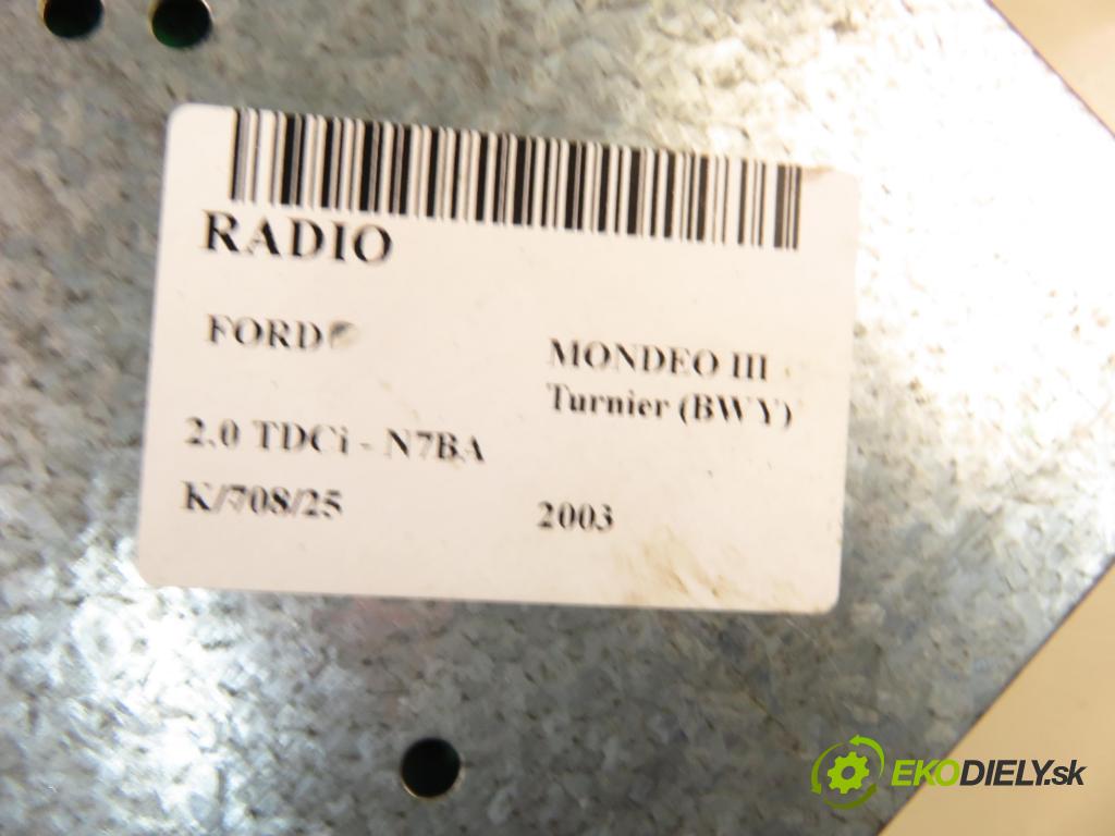 FORD MONDEO III Turnier (BWY) KOMBI 2003 96,00 2.0 TDCi 130 - N7BA 1998,00 RADIO CD YS4F18C815AC