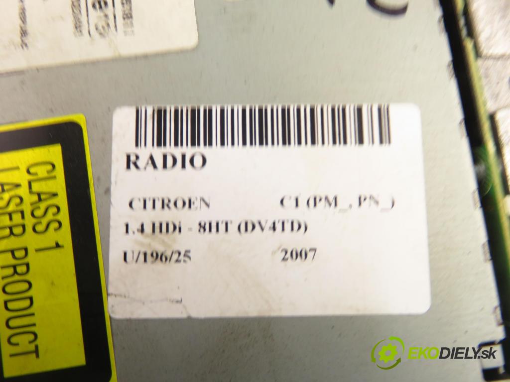 CITROEN C1 (PM_, PN_) HB 2007 40,00 1.4 HDi - 8HT (DV4TD) 1398,00 RADIO 861200H010