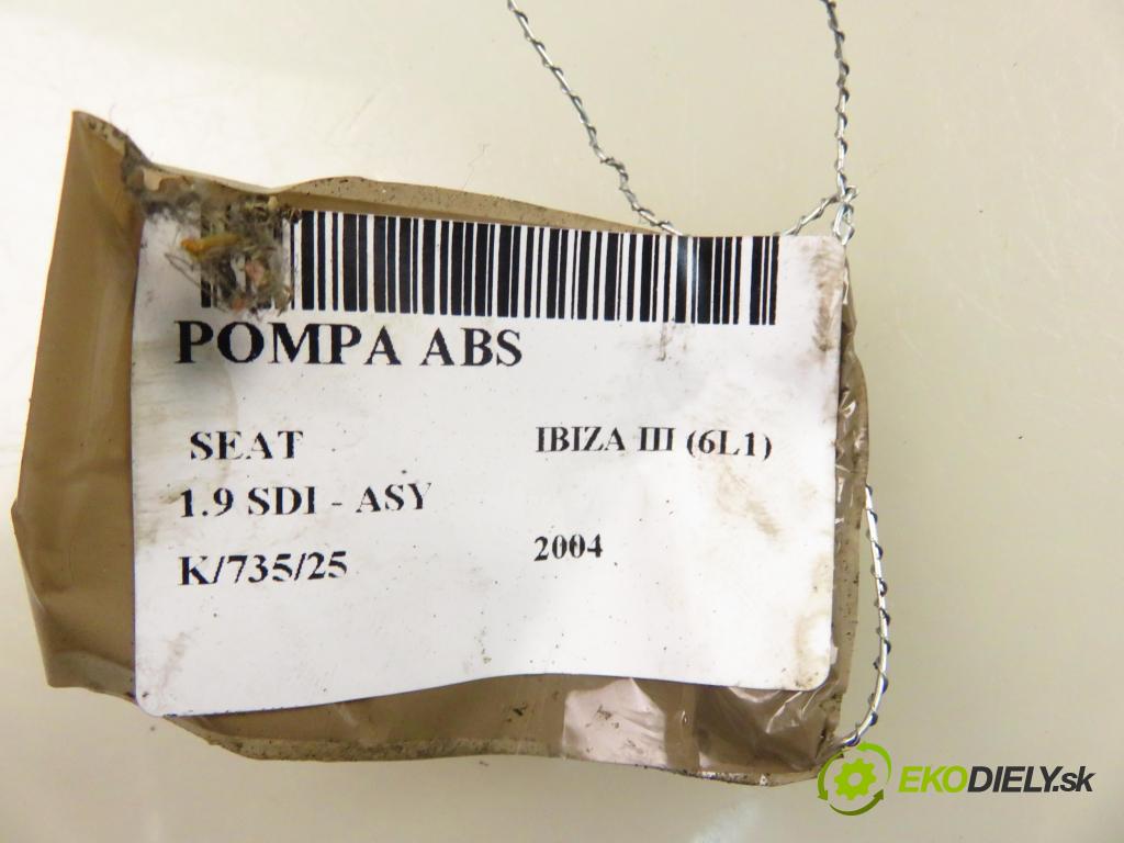 SEAT IBIZA III (6L1) HB 2004 47,00 1.9 SDI - ASY 1896,00 Pumpa ABS 0265800363 ; 6Q0614117L ; 0265231426 (Pumpa ABS)