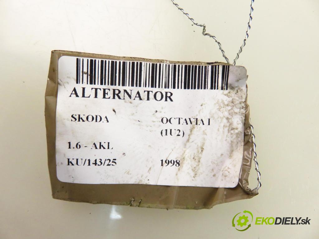 SKODA OCTAVIA I (1U2) LIFTBACK 1998 74,00 1.6 - AKL 1595,00 Alternátor 037903025B ; 0123310037 (Alternátor)