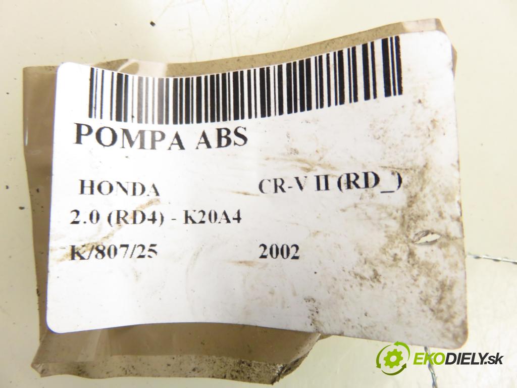 HONDA CR-V II (RD_) SUV 2002 110,00 2.0 (RD4) - K20A4 1998,00 Pumpa ABS 57110S9A0130 ; 10020600304 ; 10096007003 (Pumpa ABS)