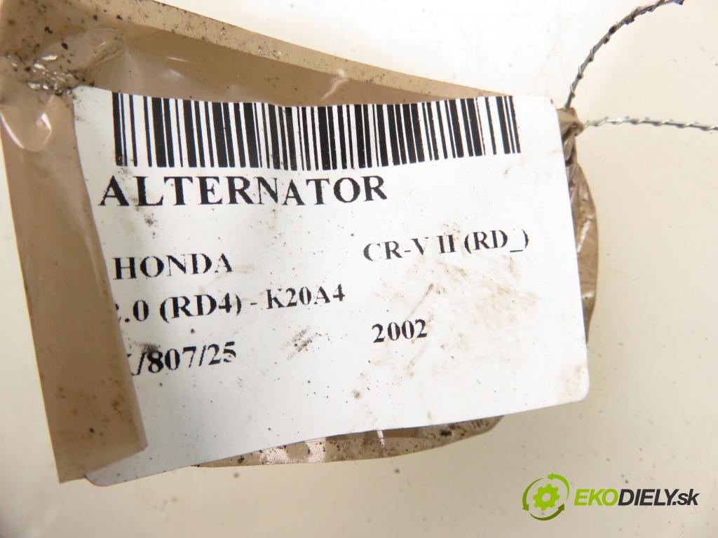 HONDA CR-V II (RD_) SUV 2002 110,00 2.0 (RD4) - K20A4 1998,00 Alternátor AHGA55 ; A2TB7591ZE (Alternátor)