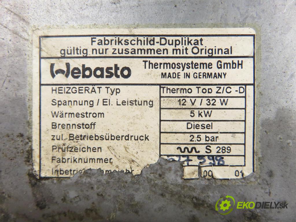 MERCEDES-BENZ KLASA A (W168) HB 1999 66,00 1.7 CDI 90 1689,00 Webasto 1685000298 (Webasto (nezávislé kúrenie))