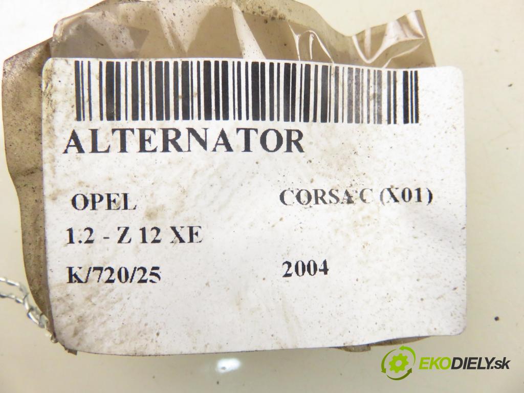 OPEL CORSA C (X01) HB 2004 55,00 1.2 16V 75 - Z 12 XE 1199,00 Alternátor 13143128 ; 13143128YW ; 0124524010 (Alternátor)