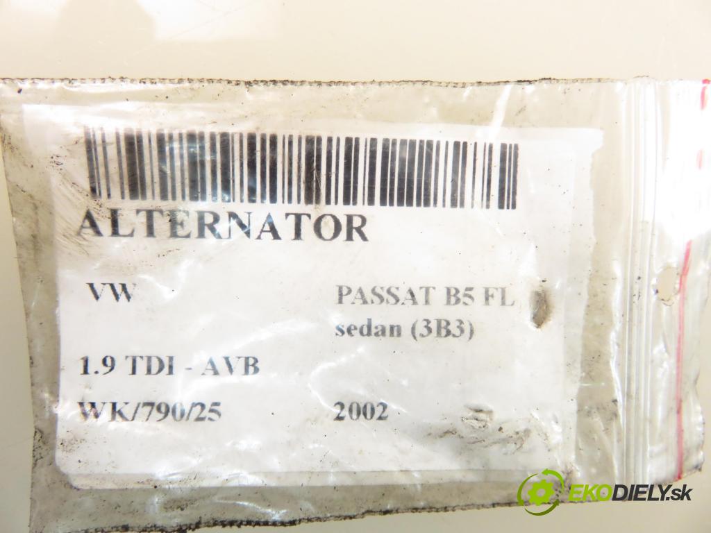 VW PASSAT B5.5 (3B3) SEDAN 2002 74,00 1.9 TDI PD 101 - AVB 1896,00 Alternátor 06F903023F ; 0124525066 (Alternátor)