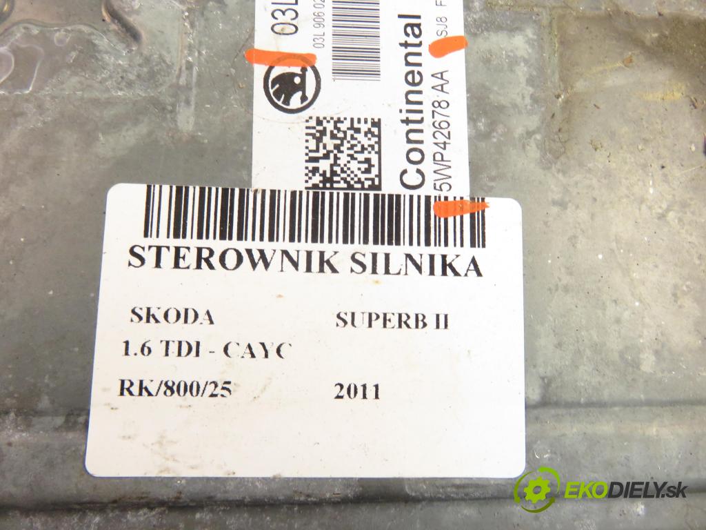 SKODA SUPERB II kombi (3T5) KOMBI 2011 77,00 1.6 TDI - CAYC 1598,00 Riadiaca jednotka Motor 03L906023JJ ; 5WP42678AA