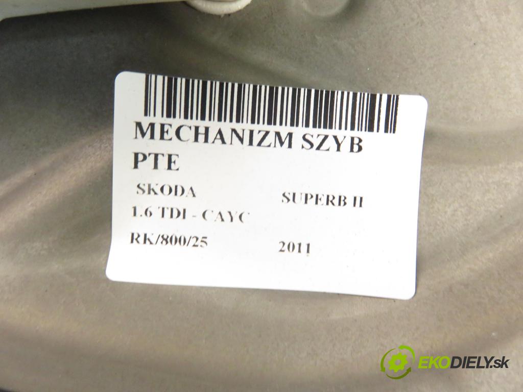 SKODA SUPERB II kombi (3T5) KOMBI 2011 77,00 1.6 TDI - CAYC 1598,00 mechanismus oken PTE 3T5839402A ; 8X0959795B