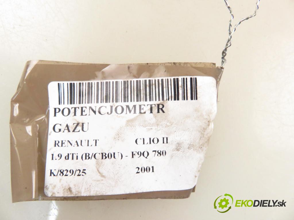RENAULT CLIO II (BB_, CB_) HB 2001 59,00 1.9 dTi (B/CB0U) - F9Q 780 1870,00 Potenciometer plynu 7700431918 (Potenciometer plynového pedálu)