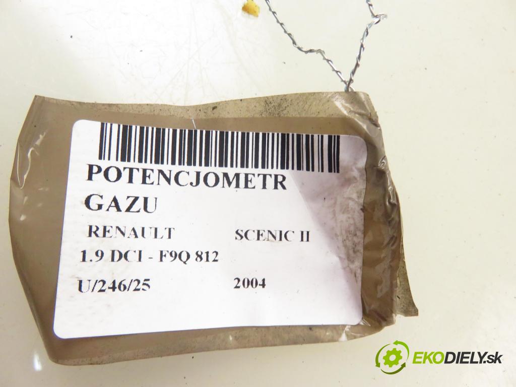 RENAULT SCENIC II (JM0/1_) HB 2004 88,00 1.9 DCI - F9Q 812 1870,00 Potenciometer plynu 8200159647 (Potenciometer plynového pedálu)